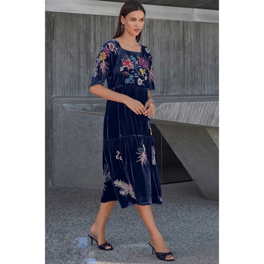 Johnny Was beautiful velvet raglan tiered dress